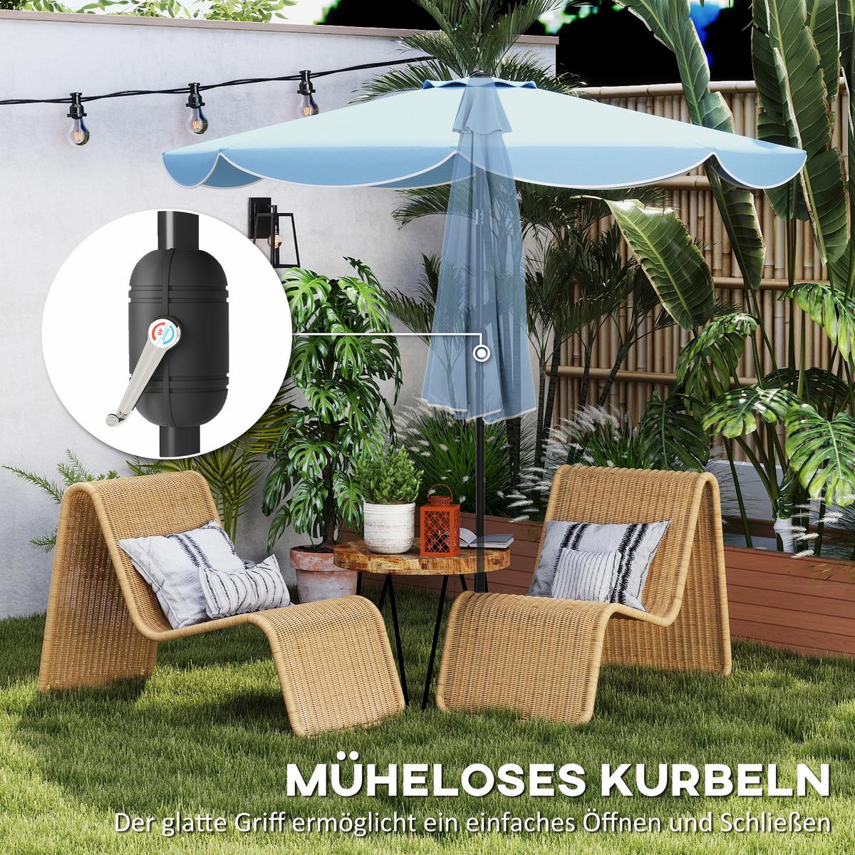 SONNENSCHIRM Metall Polyester Himmelblau - Blau, Metall (265/265cm) - Outsunny