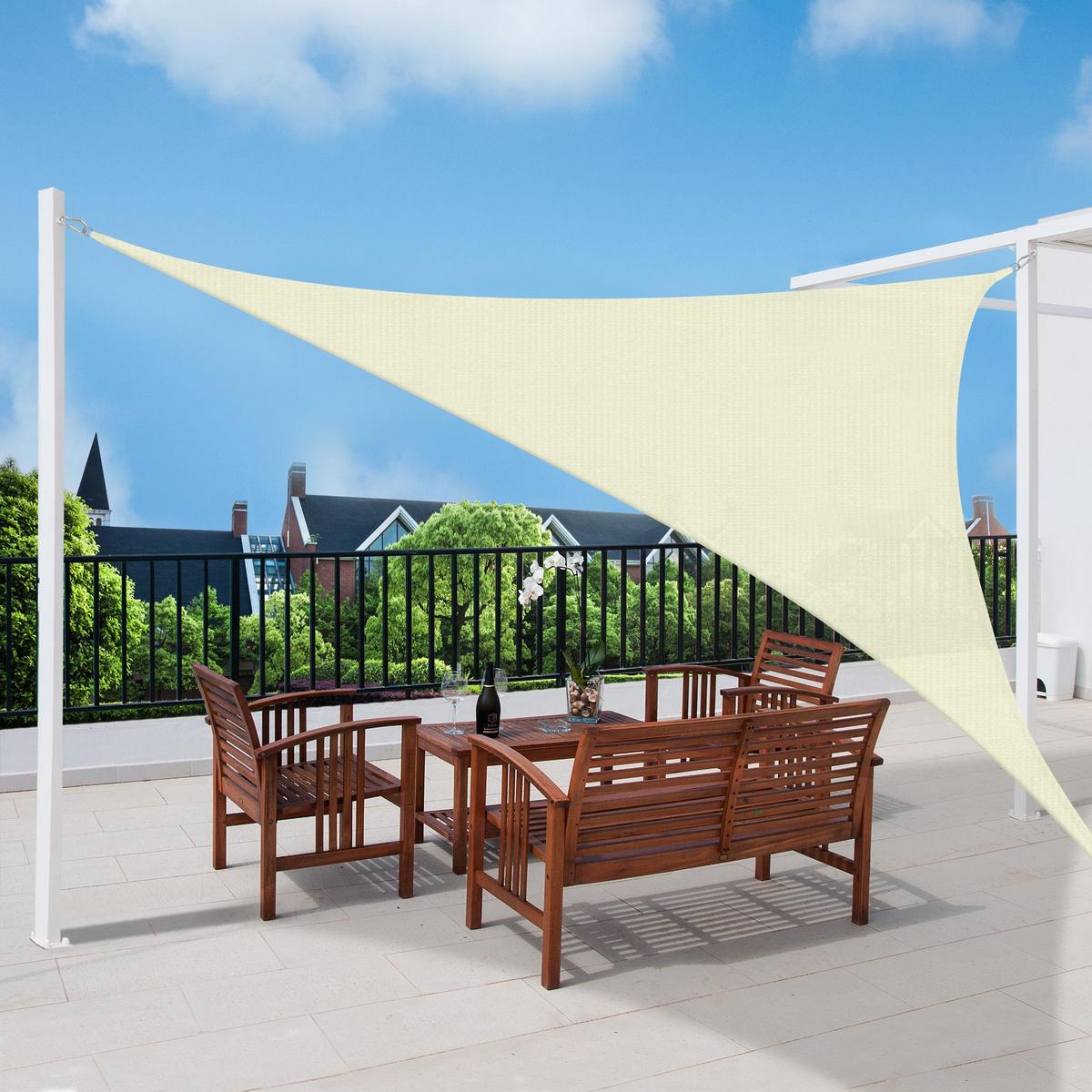 SONNENSEGEL SolVision HS9 300/300/300 cm dreieckig Creme HDPE - Creme, Kunststoff (300/300cm) - Sol Royal