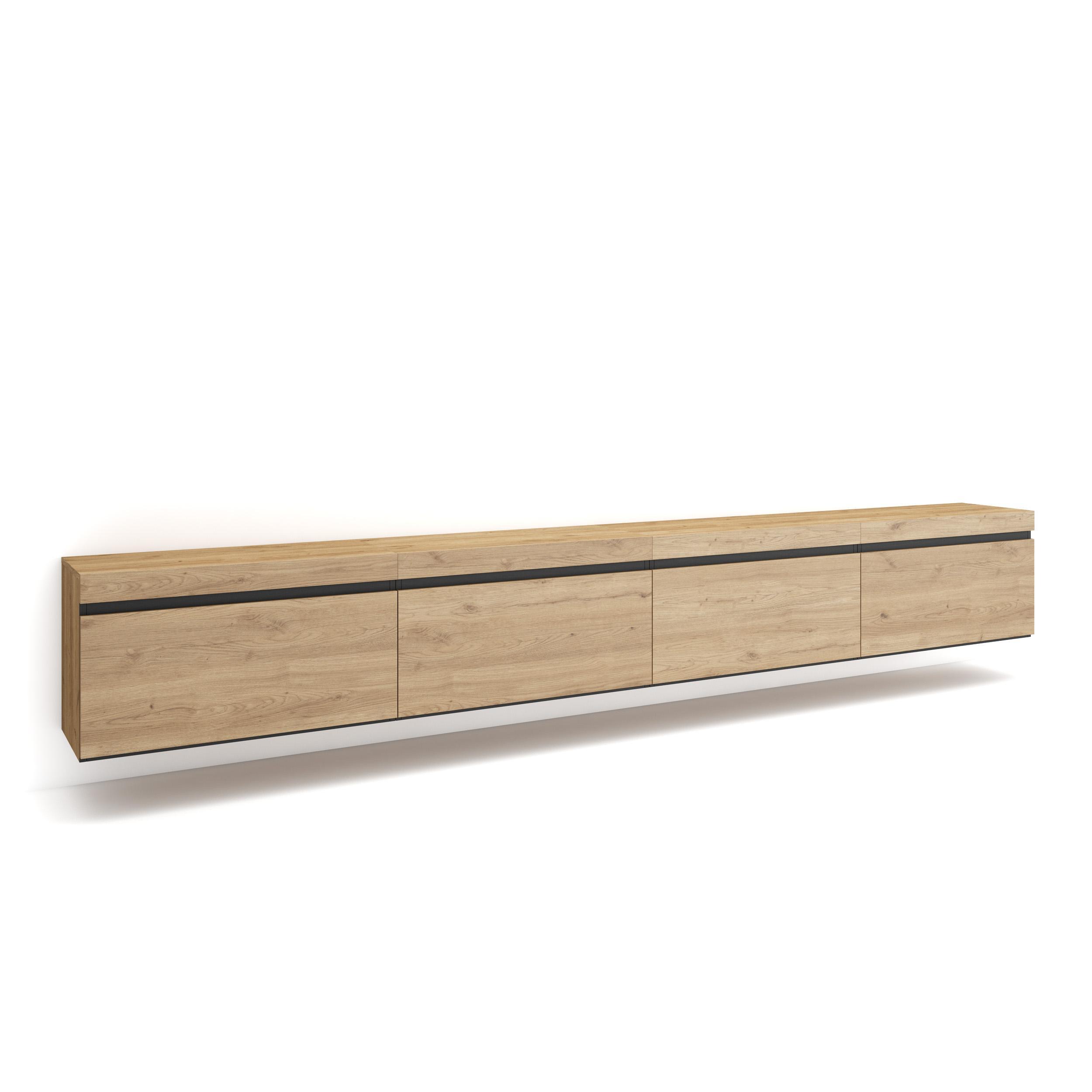 LOWBOARD, Hängend, Eiche, 320/35/45cm - Eichefarben, Holzwerkstoff (320/45/35cm) - Skraut Home