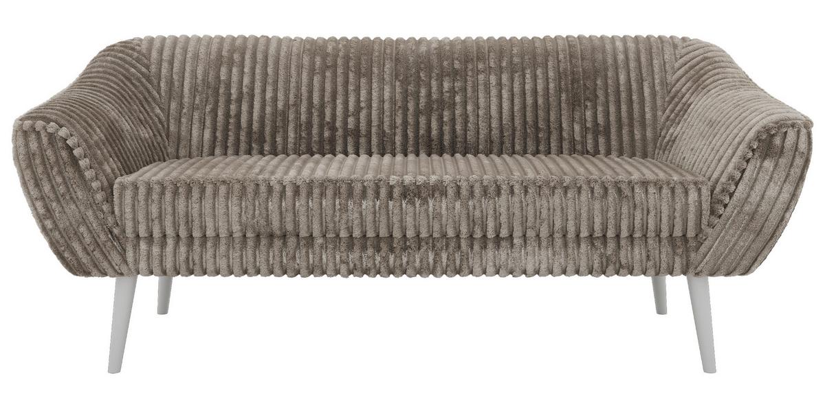 3-SITZER-SOFA PIRS - Hellbraun Cord - Weiße Beine - Hellbraun/Weiß, Holzwerkstoff/Textil (180/75/74cm) - MKS