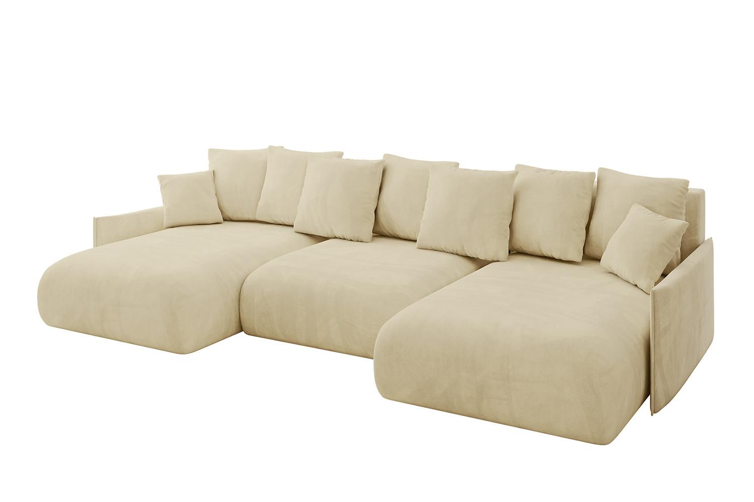 WOHNLANDSCHAFT mit Schlaffunktion und Bettkasten ONESK-U-v1 317x177x72 Beige Velours - Taupe, Holzwerkstoff/Kunststoff (317/72/177cm) - ALTDECOR