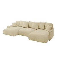 WOHNLANDSCHAFT mit Schlaffunktion und Bettkasten ONESK-U-v1 317x177x72 Beige Velours - Taupe, Holzwerkstoff/Kunststoff (317/72/177cm) - ALTDECOR