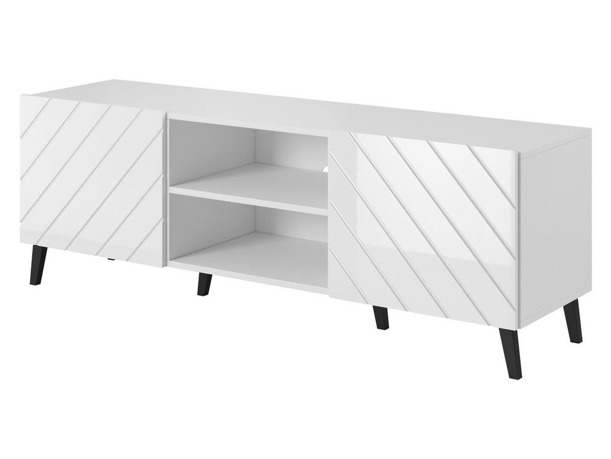 TV-LOWBOARD Abeto 150 - Weiß Hochglanz/Schwarz, Holzwerkstoff/Kunststoff (150/52/42cm) - MIRJAN24