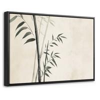LEINWAND Bilder mit Rahmen - Japandi - Bambus - Beige - 60x40 - Eukalyptusholzfarben, Textil (60/40cm) - MuchoWow