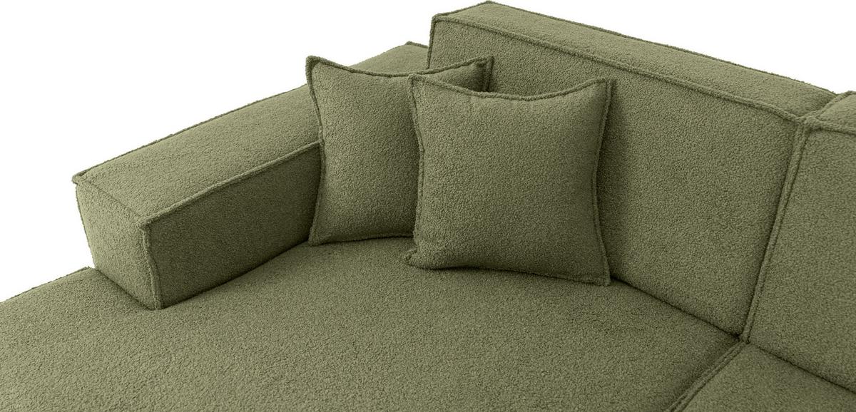 ECKSOFA Hana Loft 3-Sitzer Ecke Links, Boucle, Grün 241/80/168 cm - Schwarz/Grün, Textil/Metall (241/168cm) - WFL GROUP