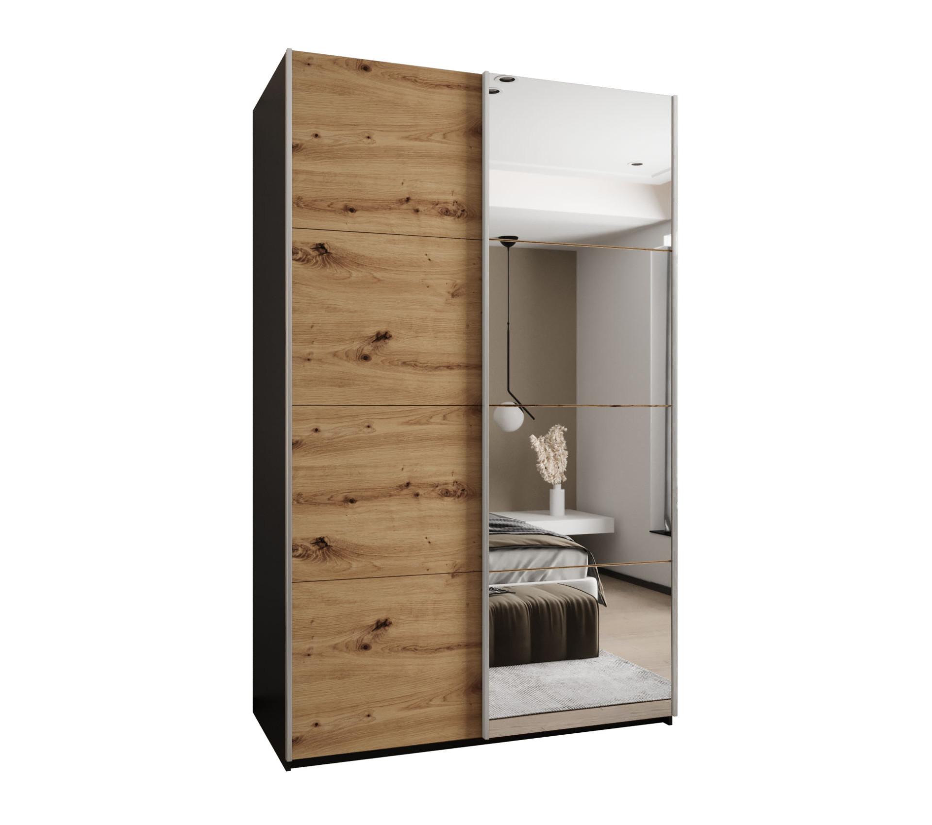 SCHWEBETÜRENSCHRANK 245,5/150/64 2-türig - Silberfarben/Schwarz, Holz/Metall (150/245/64cm) - Abiks Möbel