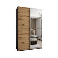 SCHWEBETÜRENSCHRANK 245,5/150/64 2-türig - Silberfarben/Schwarz, Holz/Metall (150/245/64cm) - Abiks Möbel
