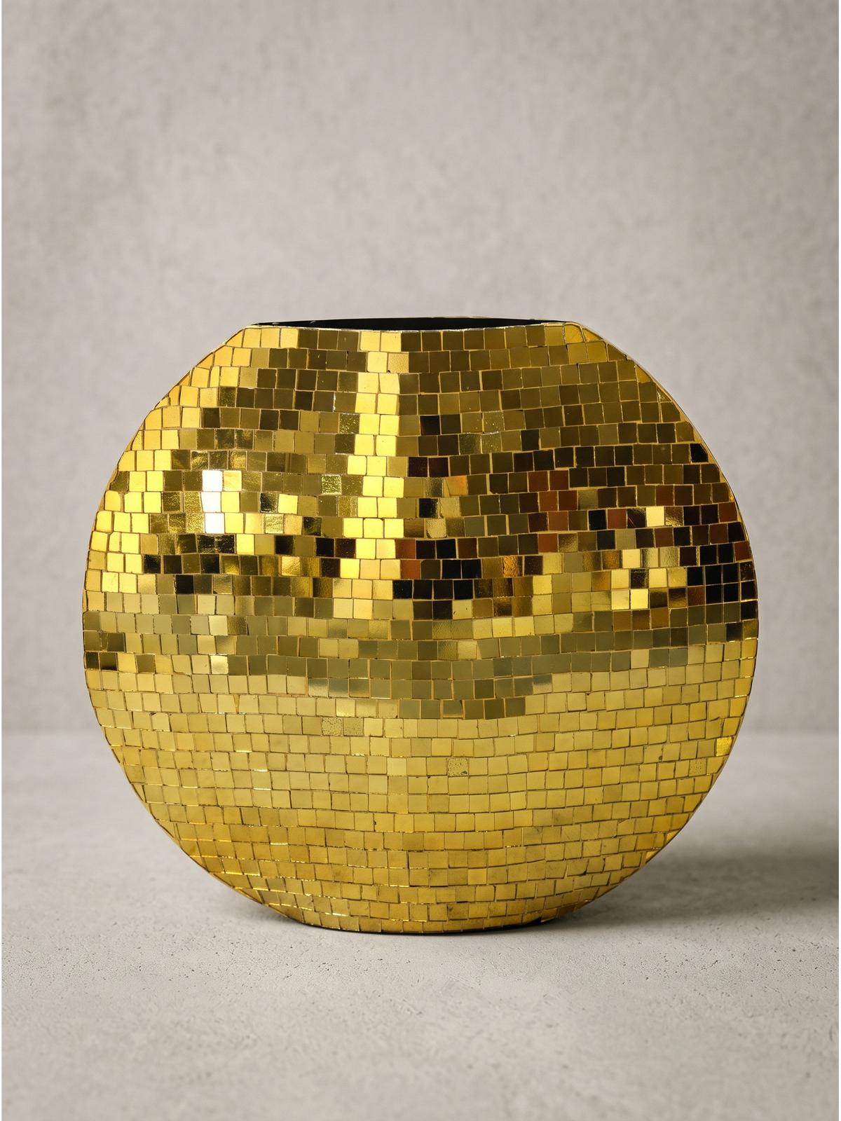 TISCHVASE BERLENGA, Eisen, handgefertigt, Gold, 40 x 10 x 35 cm - Goldfarben, Metall (35cm) - KADIMA DESIGN