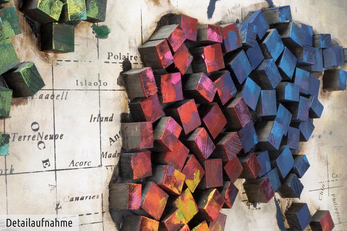 HOLZBILD Bunt 100/70 cm - Multicolor, Holz (6.4/70cm) - KUNSTLOFT