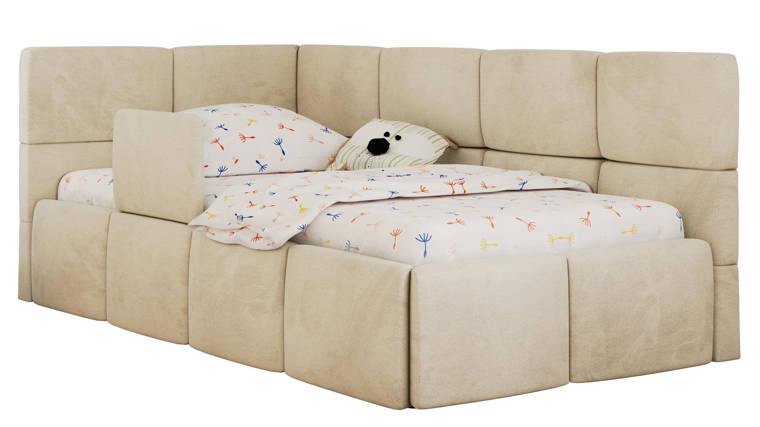 POLSTERBETT ARVO ALTA 90/200 - Beige Velvet - Ohne Matratze - Links - Beige, Textil (90/200cm) - MKS