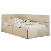 POLSTERBETT ARVO ALTA 90/200 - Beige Velvet - Ohne Matratze - Links - Beige, Textil (90/200cm) - MKS