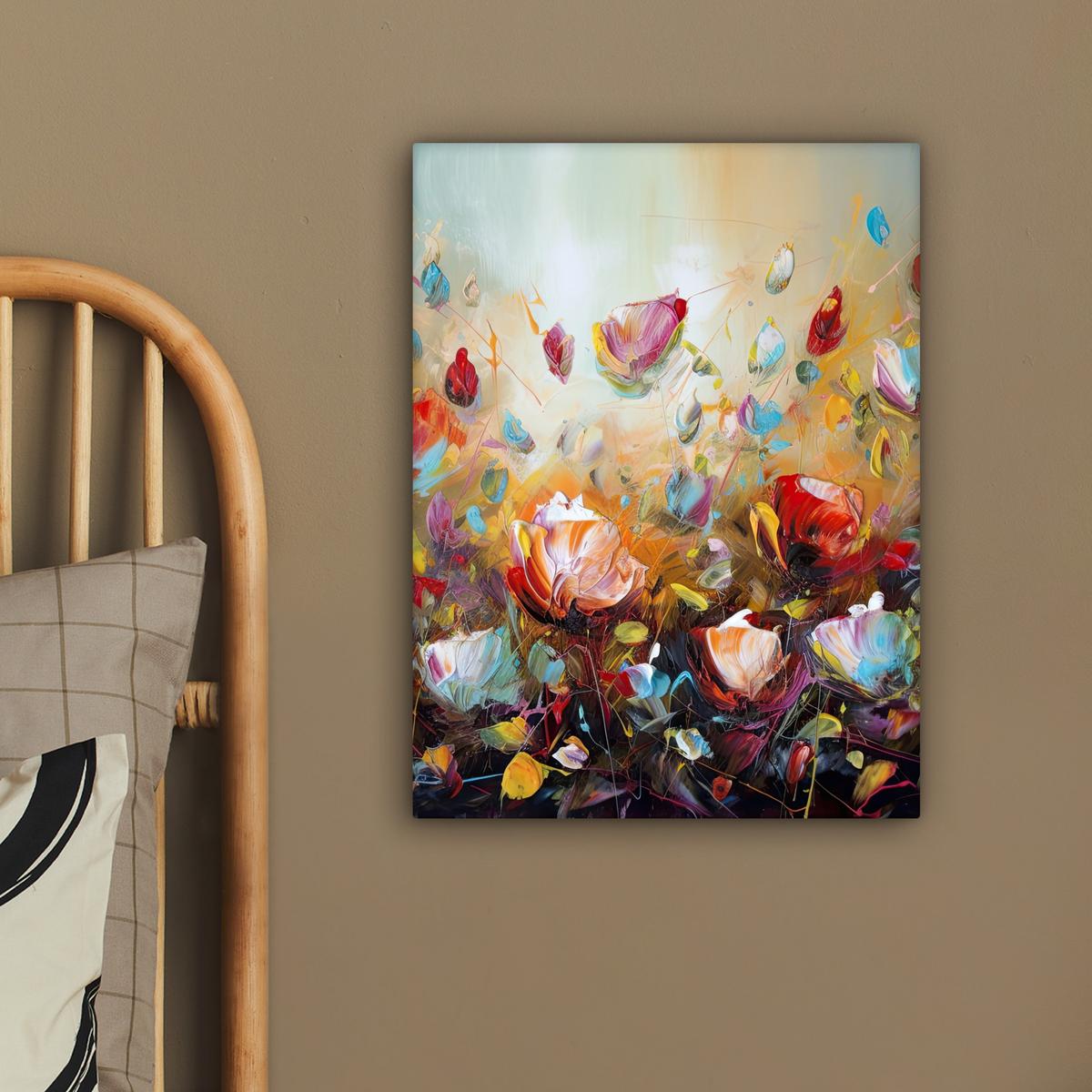 LEINWANDBILD Blumen - Kunst - Natur - Ölgemälde Room Decor 30x40 cm - Multicolor, Textil (30/40cm) - MuchoWow