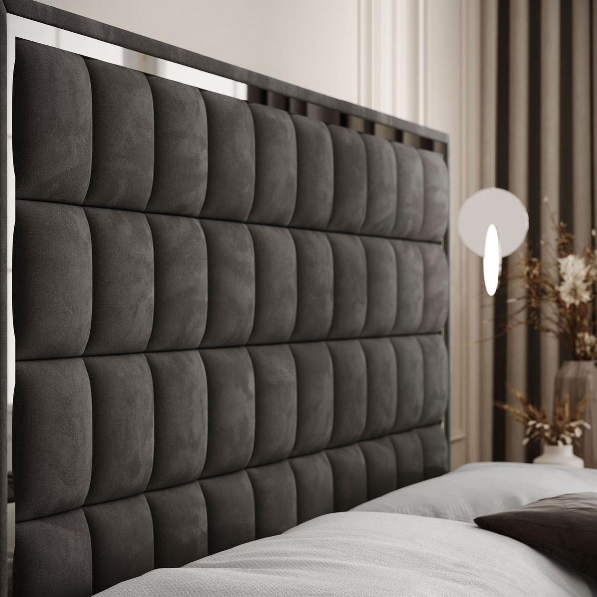 BOXSPRINGBETT ISADORA II SILVER mit Bettkasten und Topper 180x200 cm Royal Velvet 185 - Graphitfarben, Textil - Lookway