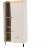 BÜCHERREGAL Alex mit 1 Tür und 2 Schubladen, Beige Sand - Beige/Schwarz, Holzwerkstoff (80/170/42cm) - Beautysofa