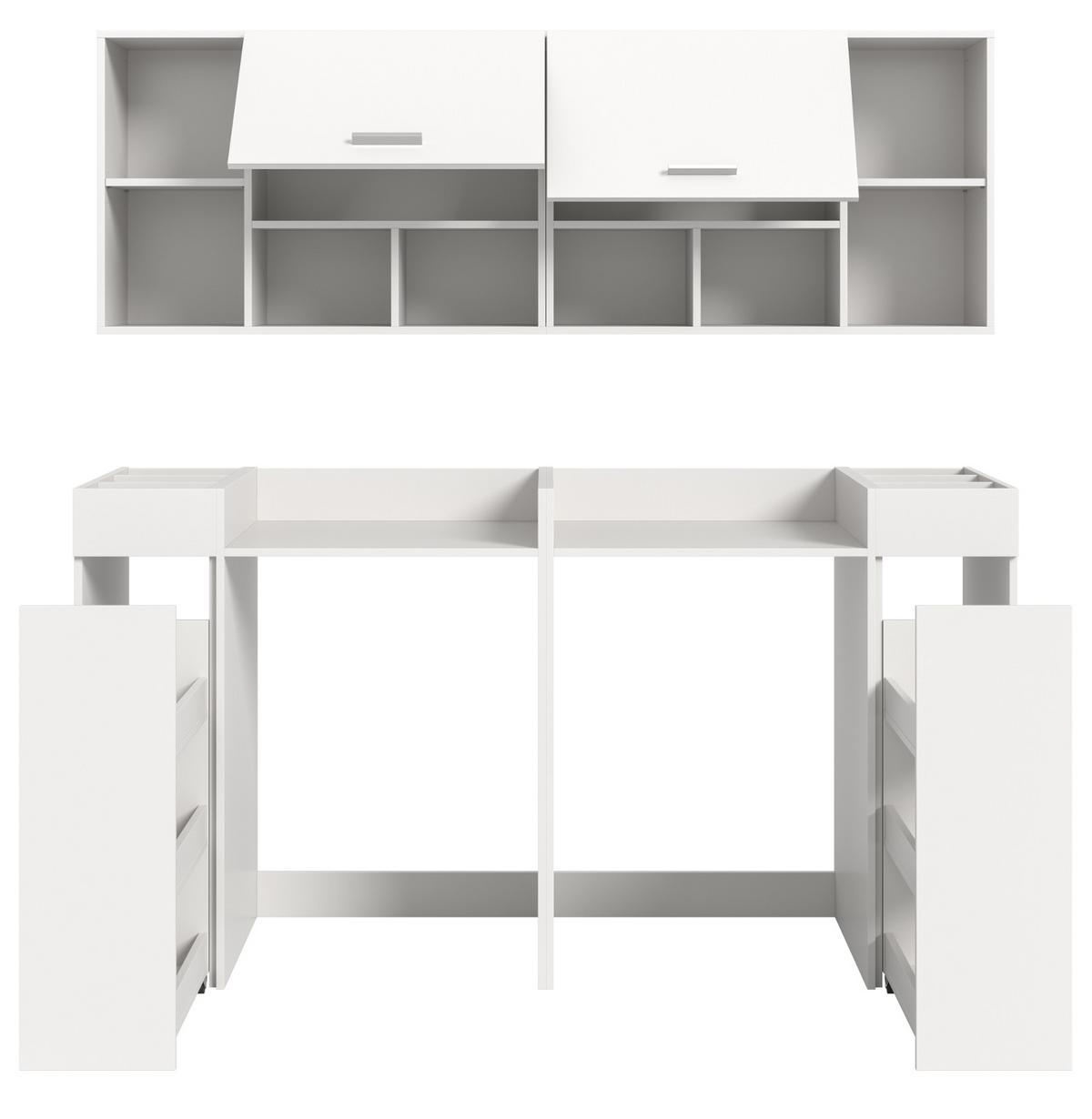 WASCHMASCHINENSCHRANK weiß Set 6-teilig 190 cm, Waschmaschinenumbau mit Stauraum - Silberfarben/Weiß, Glas/Holzwerkstoff (190/195/60cm) - Inn.Furn