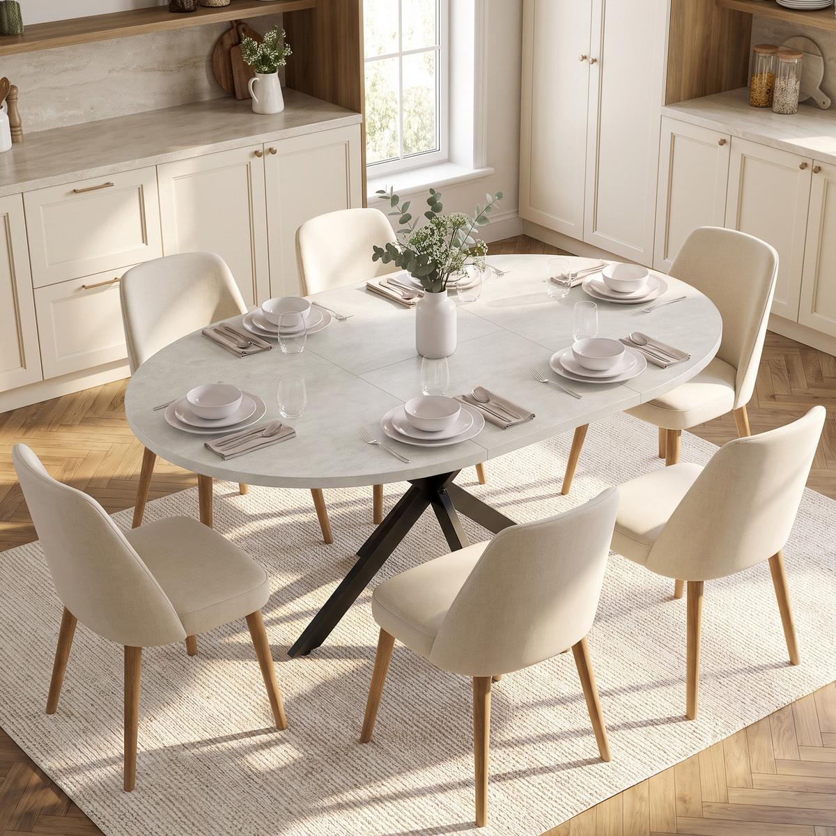AUSZIEHBARER-ESSTISCH MDF Stahl Grau - Schwarz/Grau, Holzwerkstoff/Metall (135/100/75cm) - HOMCOM