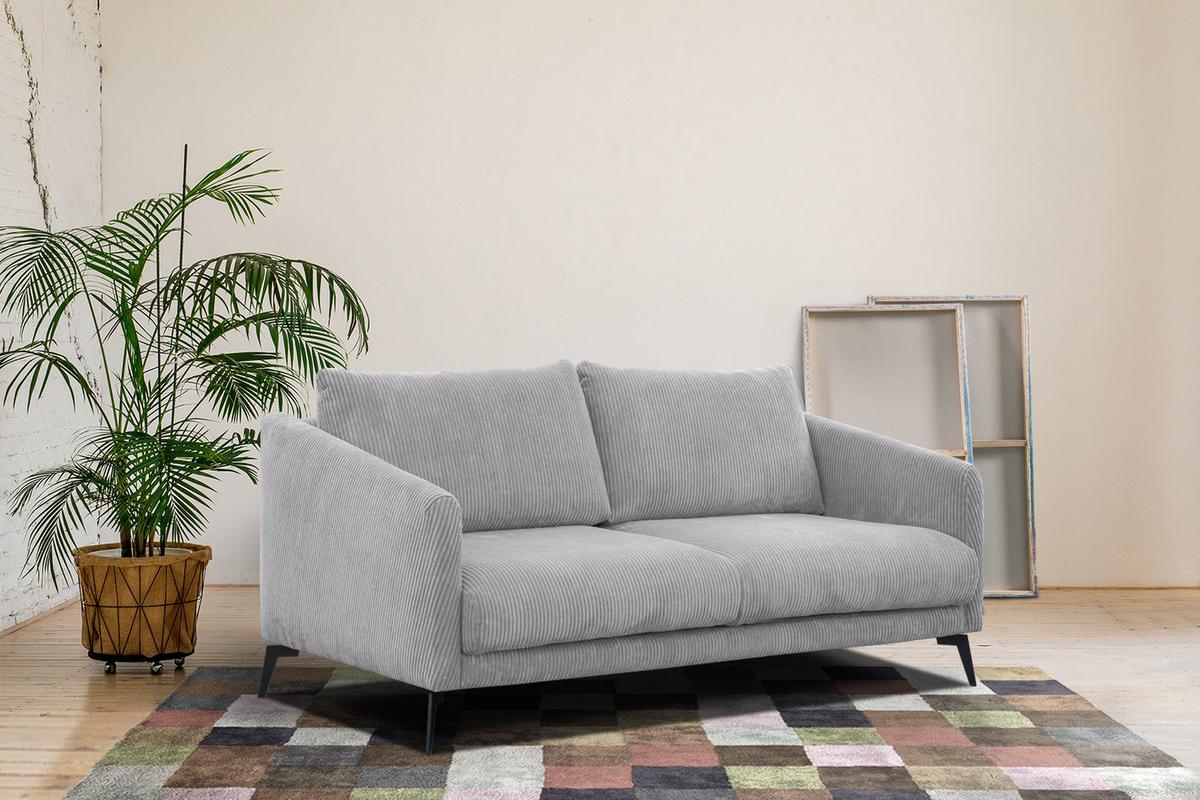 SOFA VILT 2,5-Sitzer, hellgrau - Hellgrau/Schwarz, Holzwerkstoff/Textil (202/89/94cm) - Wozimo