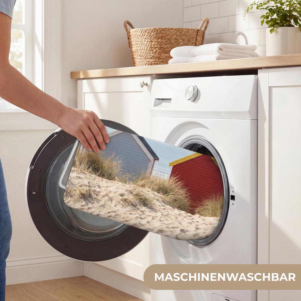 BADEMATTE Strand - Ferienhäuser - Farbenfroh - Dünen 90x60 cm - Multicolor, Textil (90/60cm) - OnlyWow