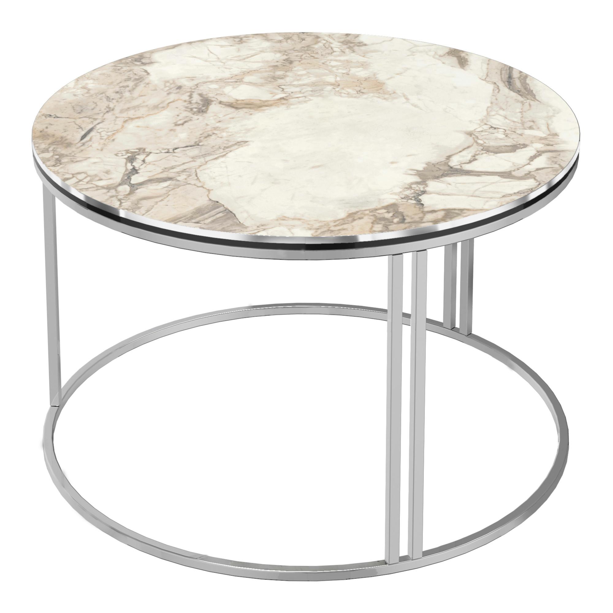 COUCHTISCH Aulum 70/70/50 - Silberfarben/Weiß, Holzwerkstoff/Metall (70/70/50cm) - [en.casa]