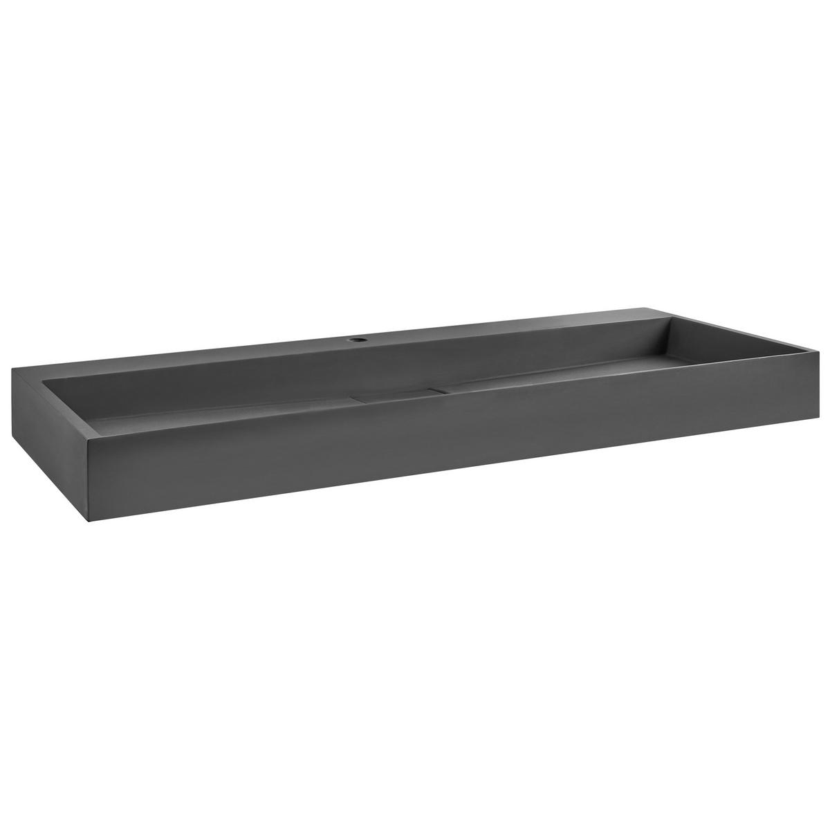 HÄNGEWASCHBECKEN Schwarz 120/46 cm Mineralguss Quenko - Schwarz, Naturmaterialen (120/12/46cm) - Beliani