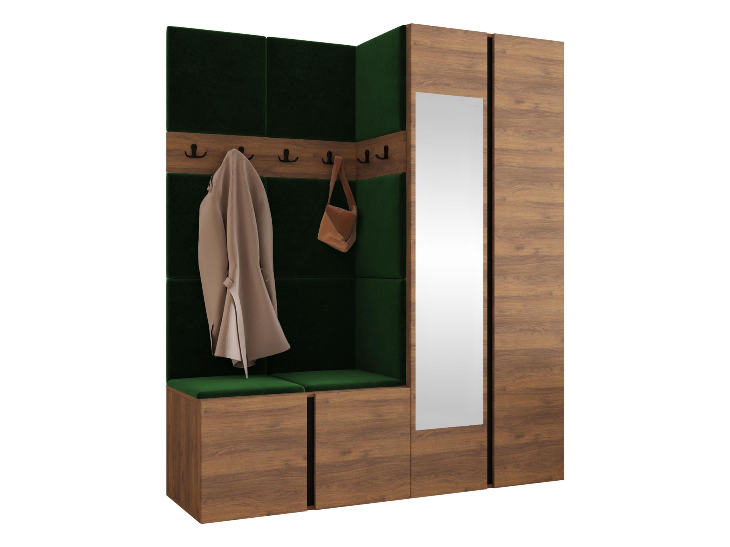 GARDEROBEN-SET Orion XII - Nussbaumfarben/Grün, Holzwerkstoff/Kunststoff (158/186/46cm) - MIRJAN24