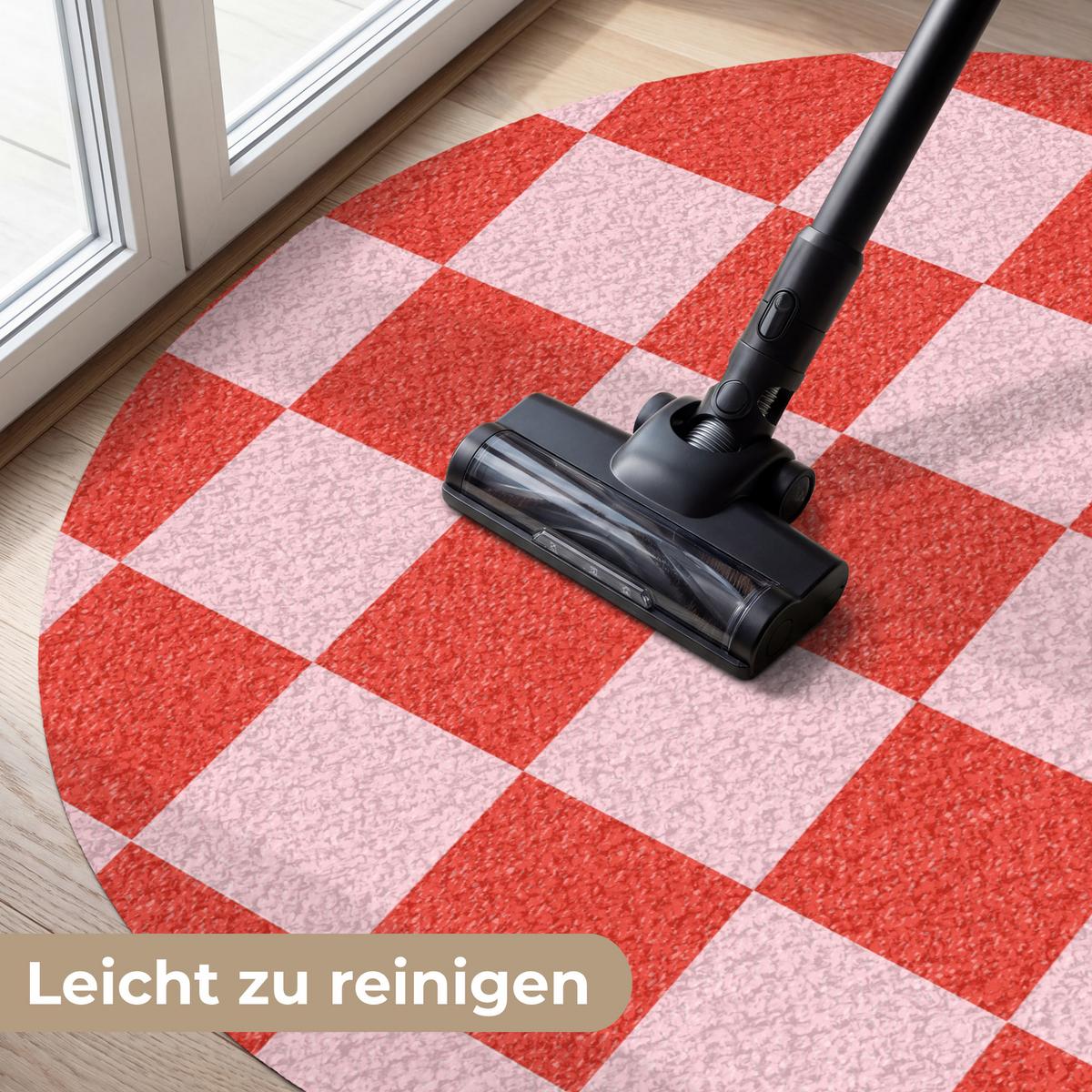 FUSSMATTE Schachbrettmuster - Rot - Rosa - Würfel Türmatte 120x120 cm - Rot, Kunststoff (120/0.4cm) - MuchoWow