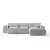 ECKSOFA RANI Hellgrau Cord - Hellgrau/Schwarz, Kunststoff/Textil (299/189cm) - KAWOLA