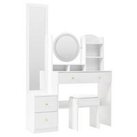 SCHMINKTISCH mit Hocker Weiß 109/36/164 CM - Weiß, Glas/Holzwerkstoff (36/164/109cm) - Urban Meuble