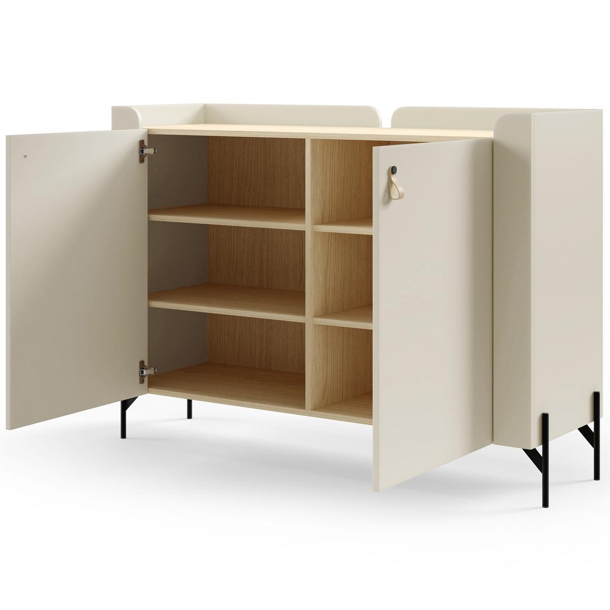 KOMMODE Sorella mit 2 Türen, 130 cm, für Jugendzimmer, Macadamia + Eiche Mavelie - Eichefarben/Beige, Leder/Holzwerkstoff (130/95/42cm) - Beautysofa