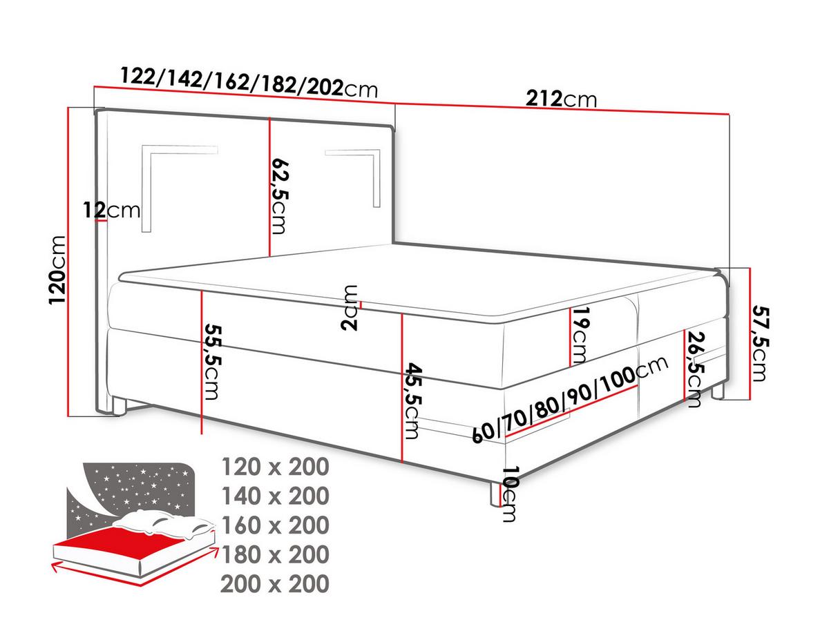 BOXBETT Delos LED - H3 - Grau, Holz (160/200cm) - MIRJAN24