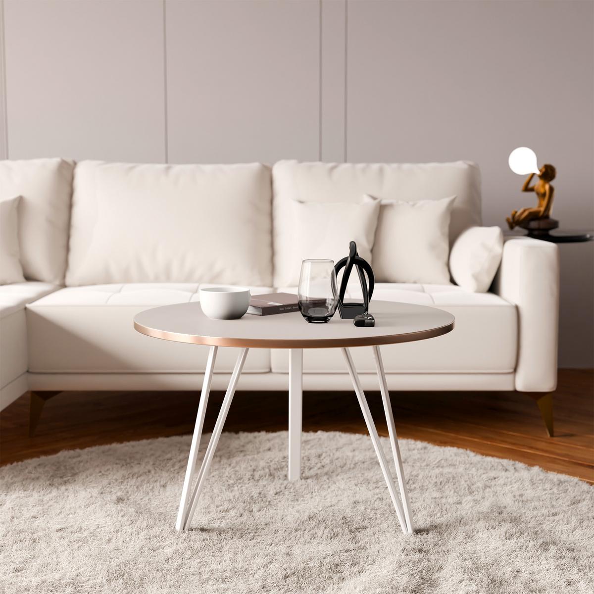 COUCHTISCH RIO mit goldener Kante – Kaschmir - Kaschmir, Holzwerkstoff (67/67/45cm) - Idohome