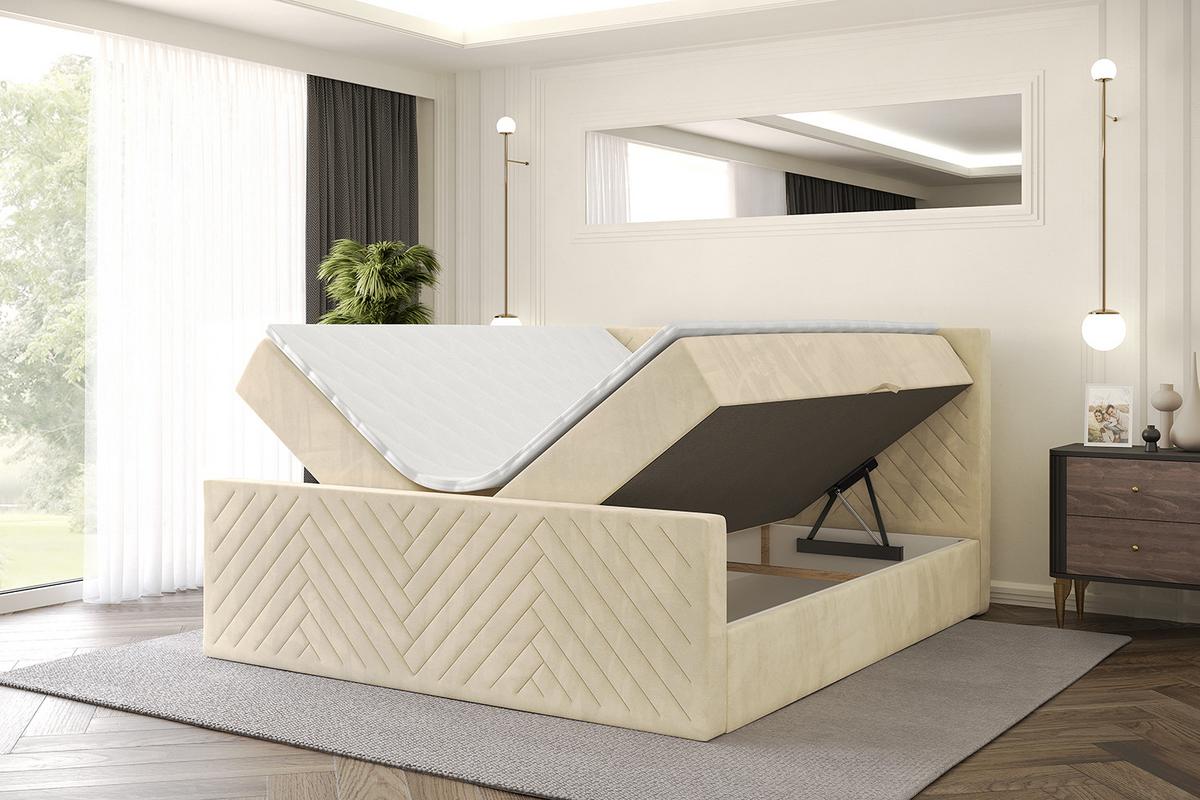 BOXBETT mit Matratze und Lattenrost - VEXA-Z - 120x200 - Beige Monolith - Beige, Holzwerkstoff (120/200cm) - ALTDECOR