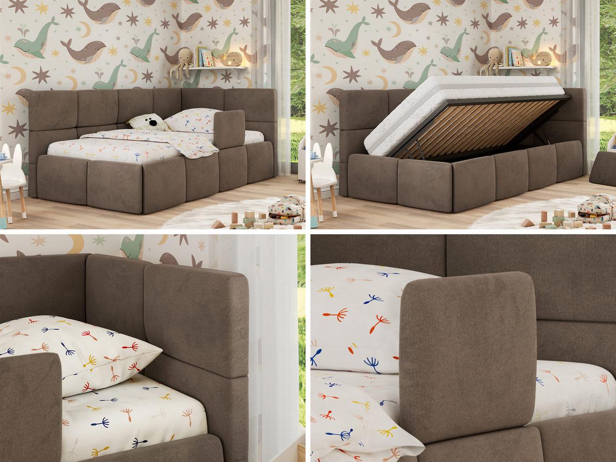 POLSTERBETT ARVO ALTA 90/200 - Braun Velvet - Multitaschenfederkernmatratze - Rechts - Braun, Textil (90/200cm) - MKS