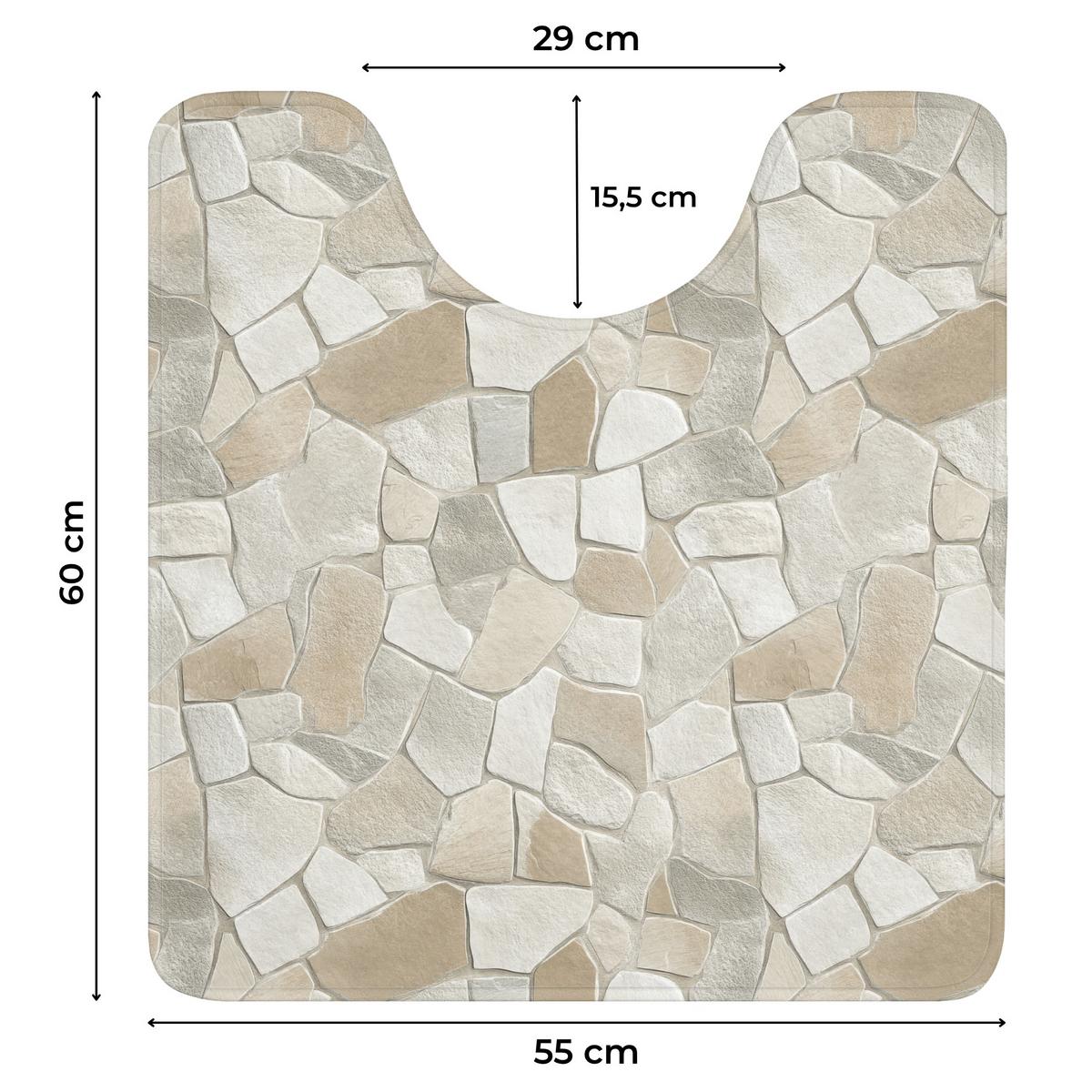 WC-VORLEGER Mosaik - Steine - Beige Toilettenvorleger 55x60 cm - Beige, Textil (55/1cm) - OnlyWow