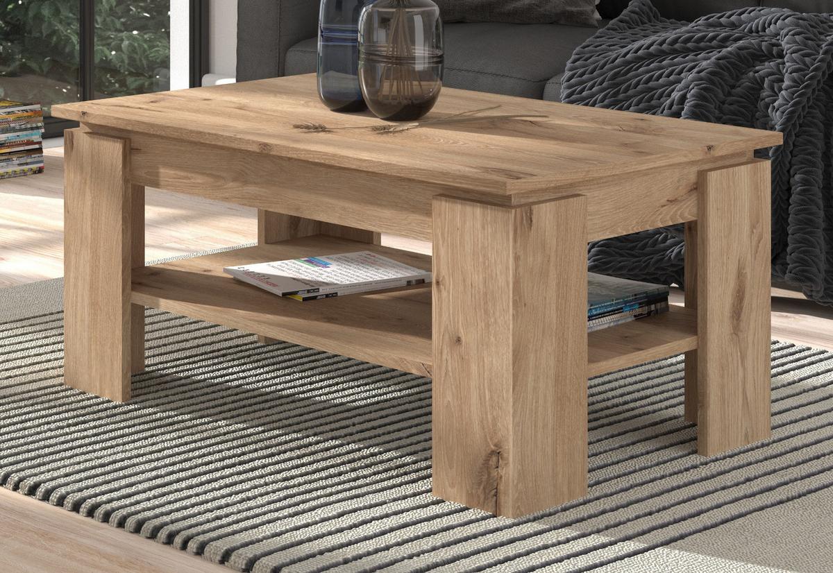 COUCHTISCH Eiche Nox 100 x 60 cm, Wohnzimmertisch mit Ablage - Eichefarben, Holzwerkstoff/Metall (100/60/45cm) - Inn.Furn