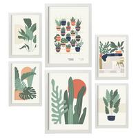 POSTER Set Mit 6 Minimalistischen In Pastellfarben Wüstenpflanzen Drucke Von Landschaften Und Natur Für Innenarchitektur A3 & A4 Weißer Rahmen - Weiß, Papier (29/3cm) - Nacnic