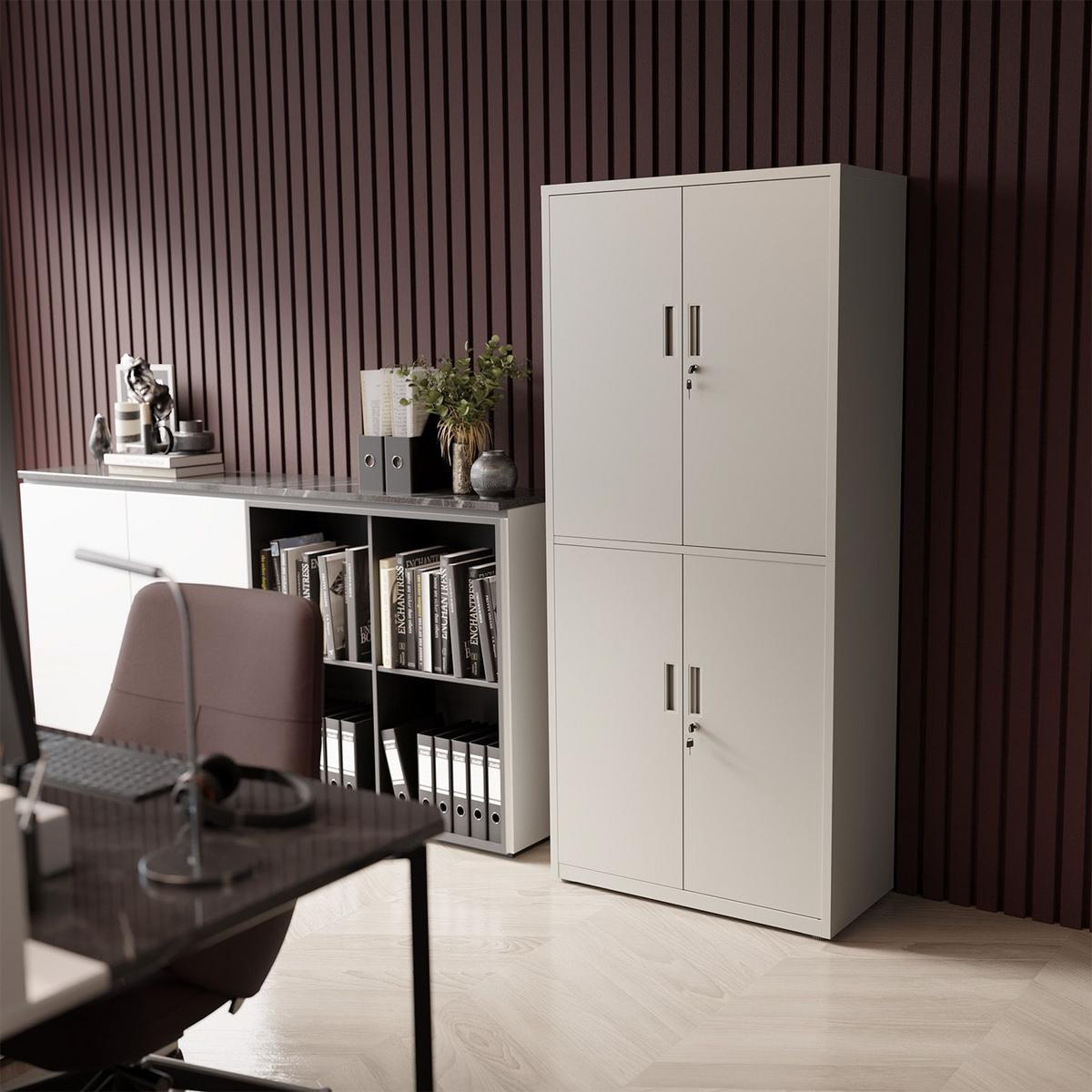 METALLSCHRANK 180/80/40 cm hellgrau abschließbar - Hellgrau, Metall (80/180/40cm) - Juskys