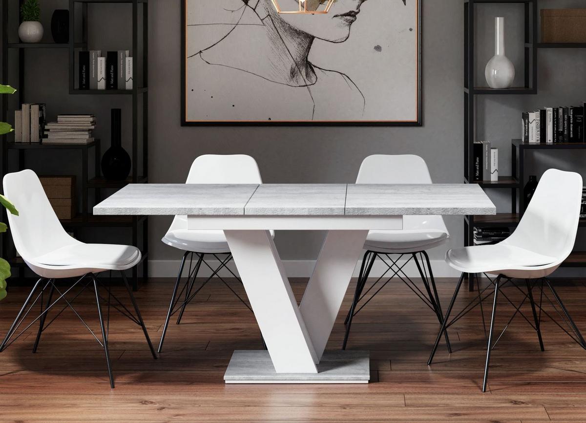 ESSTISCH MASSAR Ausziehbar 120 - 160 / 80 x 76 cm - Weiß/Grau, Holz (120/80/76cm) - MASSENO