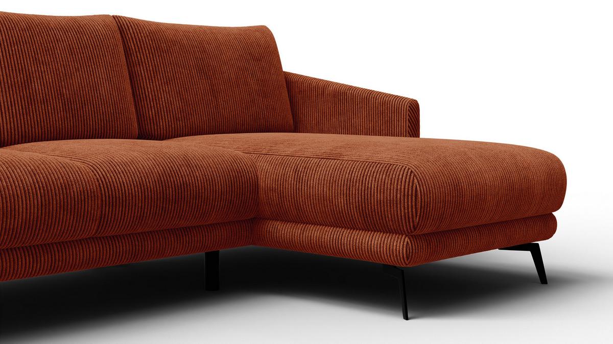 ECKSOFA VILT 3-Sitzer, orange - Schwarz/Orange, Holzwerkstoff/Textil (221/156cm) - Wozimo