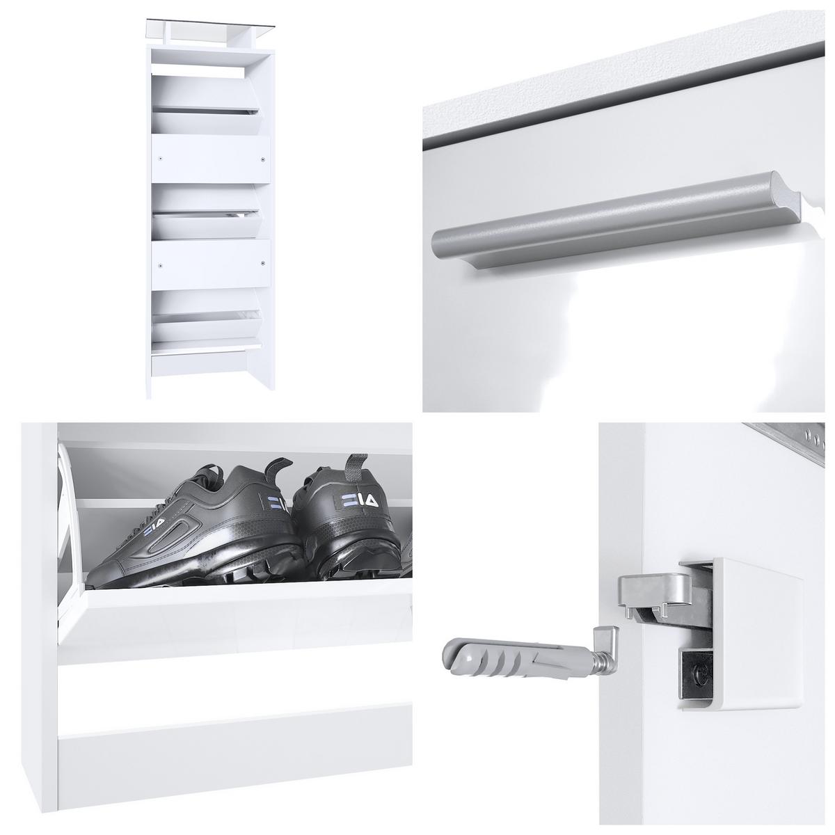 SCHUHSCHRANK Lavia Front in Sandgrau Hochglanz - Sandfarben, Holzwerkstoff (46/128/23cm) - Vladon