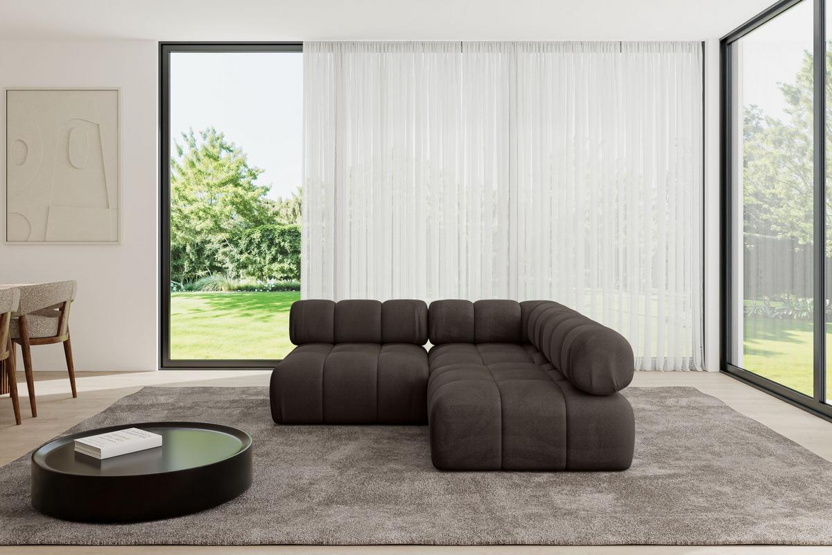 ECKSOFA modulares Sofa Samaro-L1 - 190x190x70 cm Braun Velours - Braun, Holzwerkstoff/Textil (190/190cm) - ALTDECOR