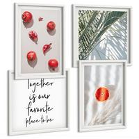 BILDER SET 4er Set - 50x50 cm & 40x60 cm Weißer Rahmen - Feiertags-Palmenfrucht-Inschrift - Weiß, Kunststoff (50/50cm) - TULUP