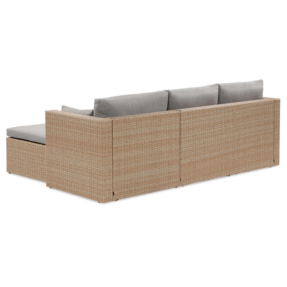 GARTENSET Sevilla, aus Technorattan, Ecksofa mit Couchtisch, Beige - Beige, Kunststoff - Beautysofa