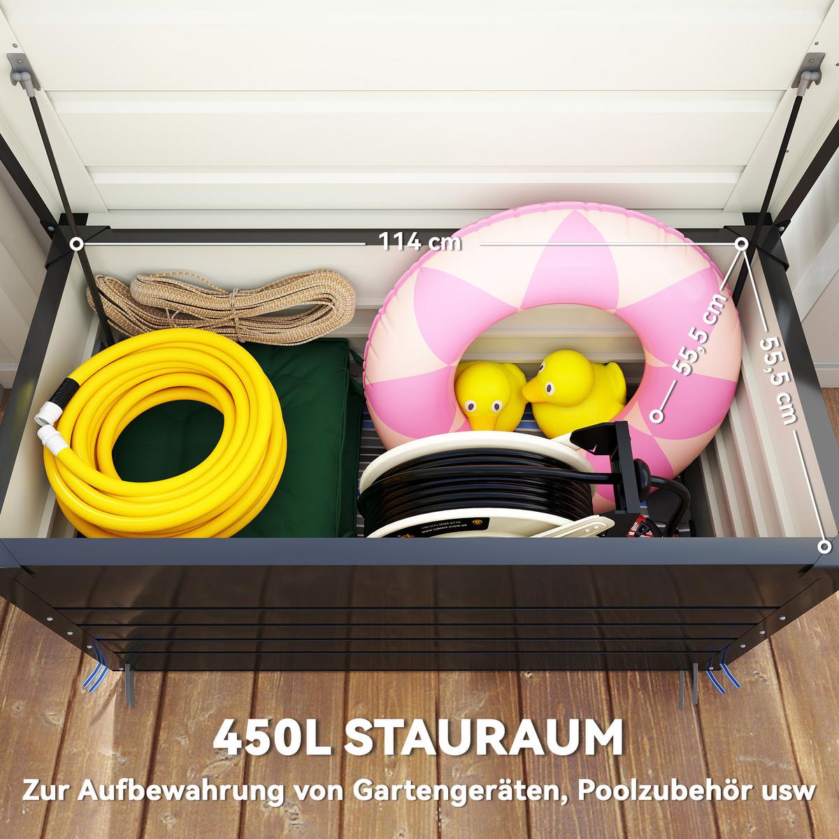 GARTENBOX Verzinkter Stahl Grau - Grau, Metall (61/62/120cm) - Outsunny