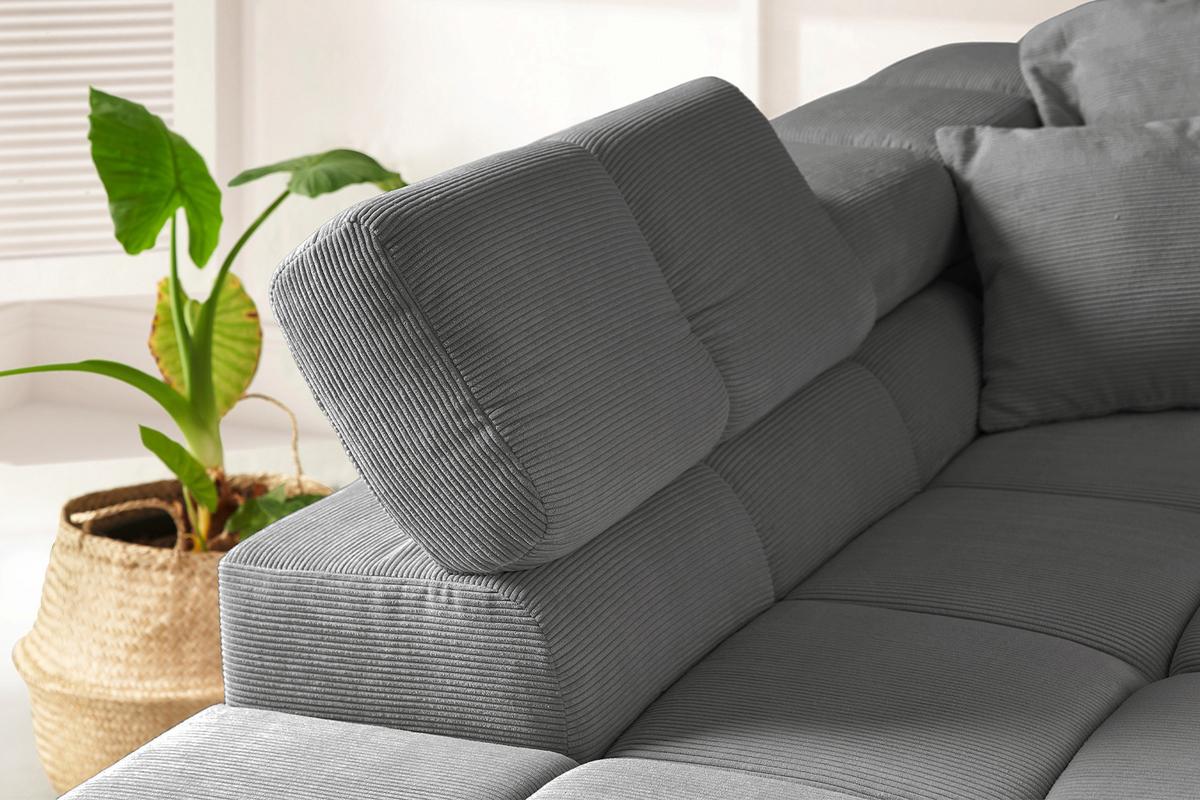 ECKSOFA MIT MOTORISCHEM SITZVORZUG NEVADA Anthrazit Cord Relaxfunktion - Anthrazit/Schwarz, Kunststoff/Textil (319/215cm) - KAWOLA
