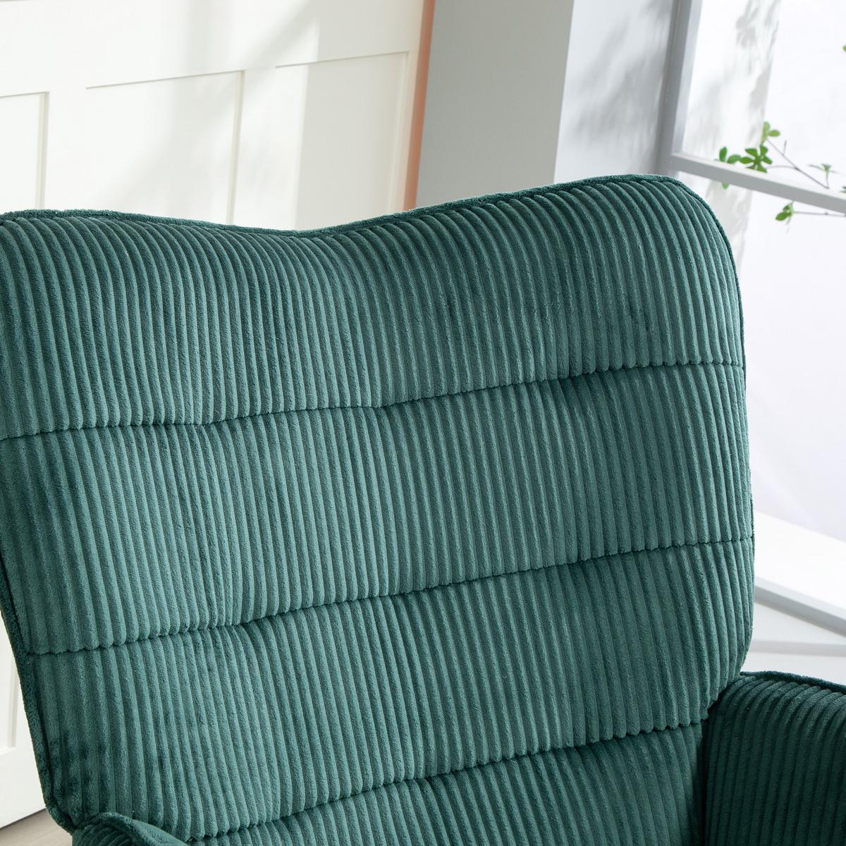SCHAUKELSTUHL, Schaukelsessel mit Samtoptik, Armlehne für Wohnzimmer, Dunkelgrün - Dunkelgrün/Buchefarben, Buchenholz/Textil (98/101/71cm) - HOMCOM