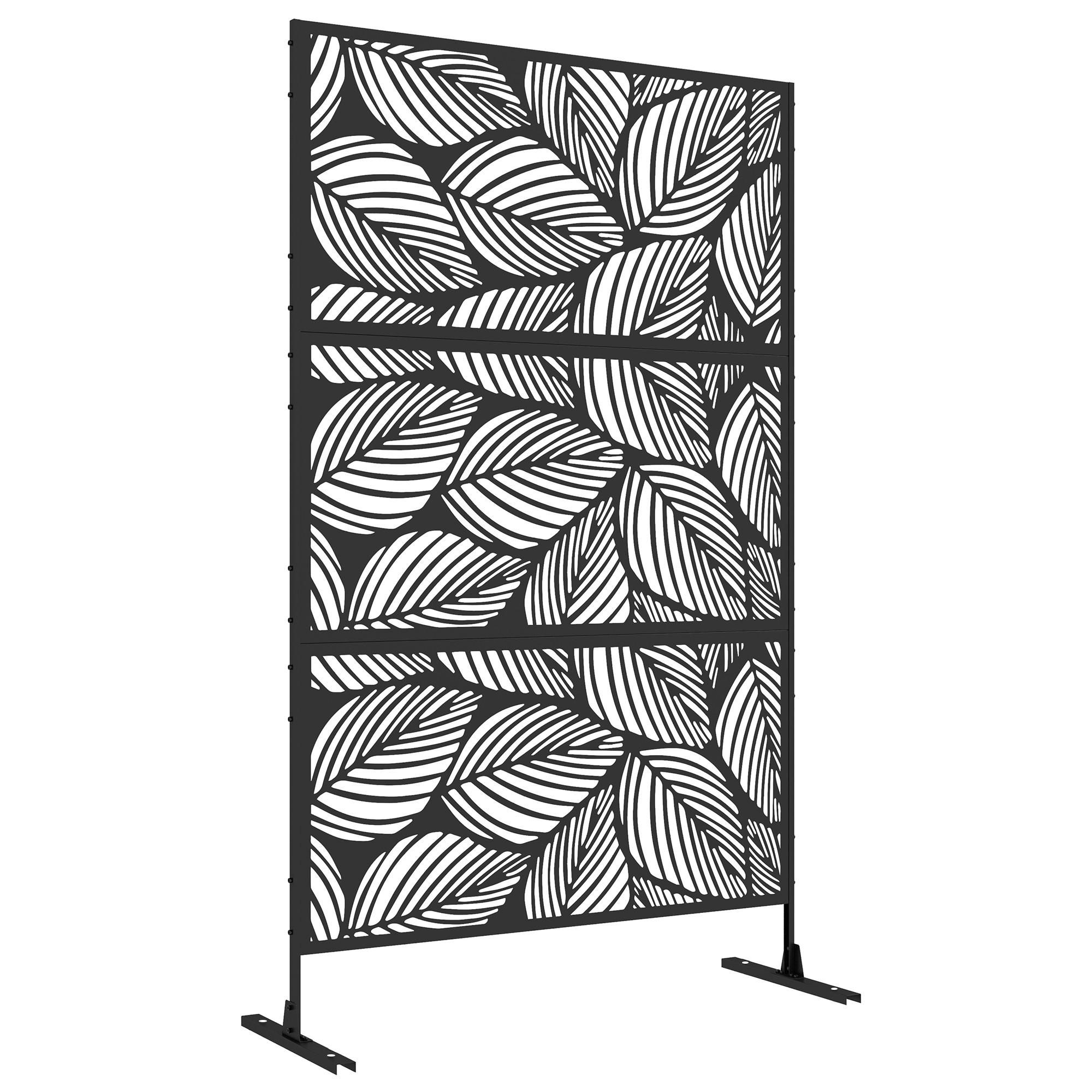 GARTENSICHTSCHUTZ, Stahl, Schwarz - Schwarz, Metall (45/198cm) - Outsunny