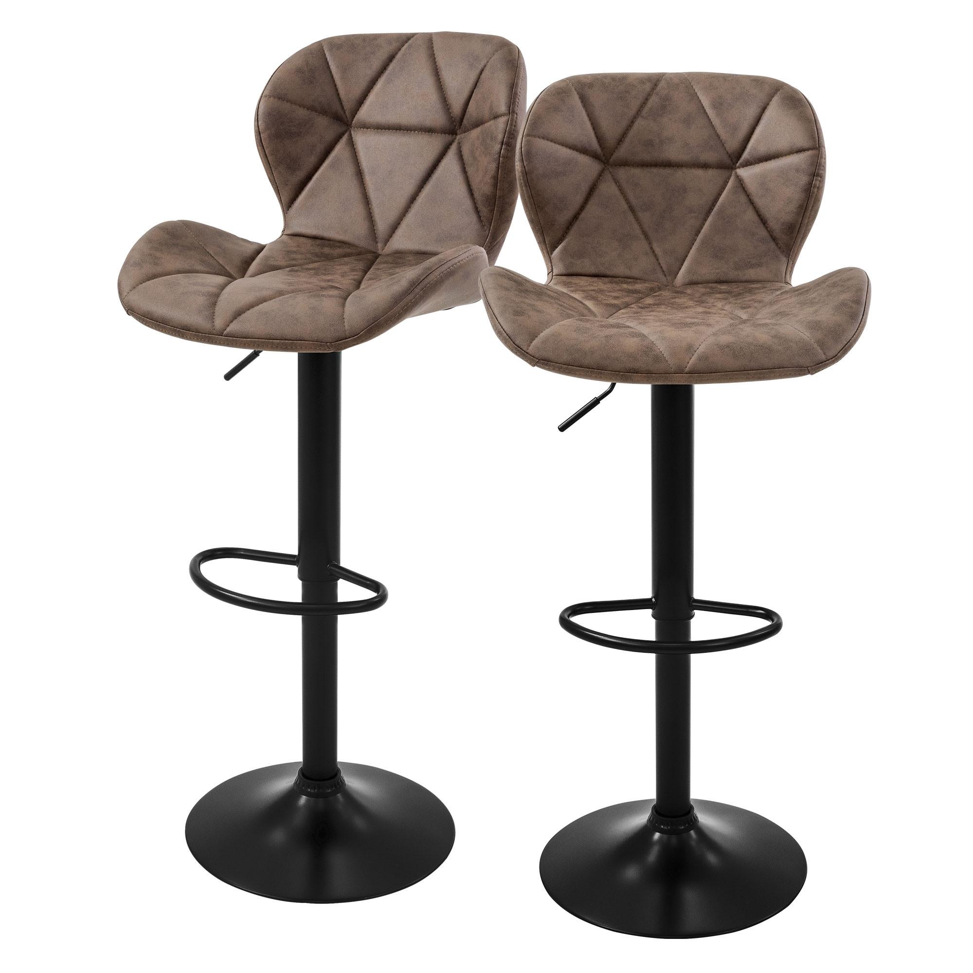 BARHOCKER 2er Set Braun aus Kunstleder drehbar/höhenverstellbar - Schwarz/Braun, Metall (41/110/47cm) - ML-DESIGN
