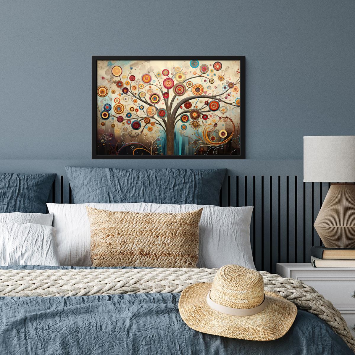 POSTER MIT RAHMENGERAHMTES BILD Baum - Baum des Lebens - Farbe 60x40 cm - Braun, Papier (60/40cm) - MuchoWow