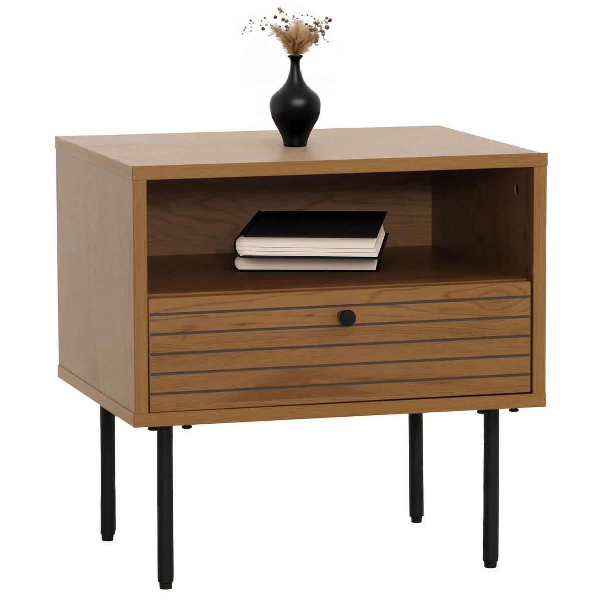 NACHTTISCH rechteckig Braun - Braun, Holz (50/50/40cm) - MCW
